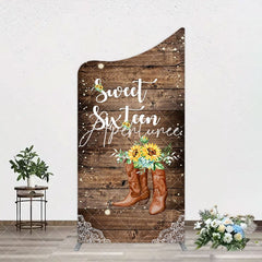 Aperturee - Aperturee Lace Cowgirl Wood Sweet 16 Arch Birthday Backdrop