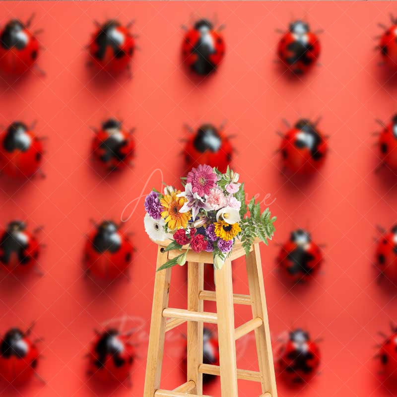 Aperturee Aperturee Ladybug Pattern Photography Backdrop Modern Red and Black Insect Art Print Whimsical Nature Studio Photo Prop