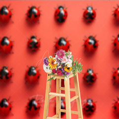 Aperturee Aperturee Ladybug Pattern Photography Backdrop Modern Red and Black Insect Art Print Whimsical Nature Studio Photo Prop