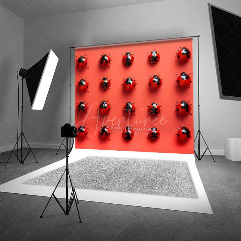 Aperturee Aperturee Ladybug Pattern Photography Backdrop Modern Red and Black Insect Art Print Whimsical Nature Studio Photo Prop