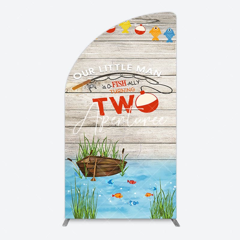 Aperturee - Aperturee Lake O Fish Ally Wooden 2nd Birthday Half Moon Arch Backdrop