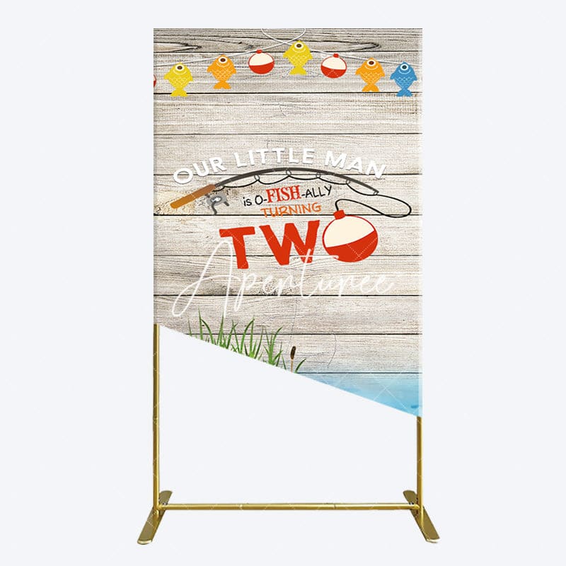Aperturee - Aperturee Lake O Fish Ally Wooden 2nd Birthday Rectangle Backdrop