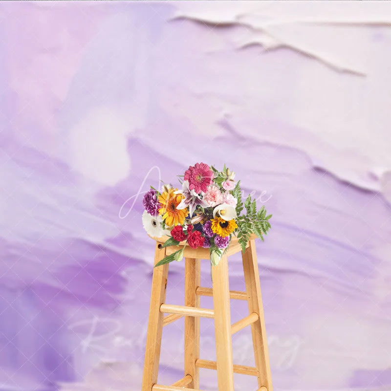 Aperturee - Aperturee Lavender and White Abstract Oil Painting Texture Photography Backdrop Artistic Portrait Photo Studio Prop