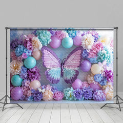 Aperturee - Aperturee Lavender Fancy Floral Butterfly Wedding Backdrop