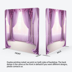 Aperturee - Aperturee Lavender Floral Curtains Square Tension Backdrop