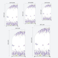 Aperturee - Aperturee Lavender Spring Butterfly Cute Wedding Half Moon Arch Backdrop