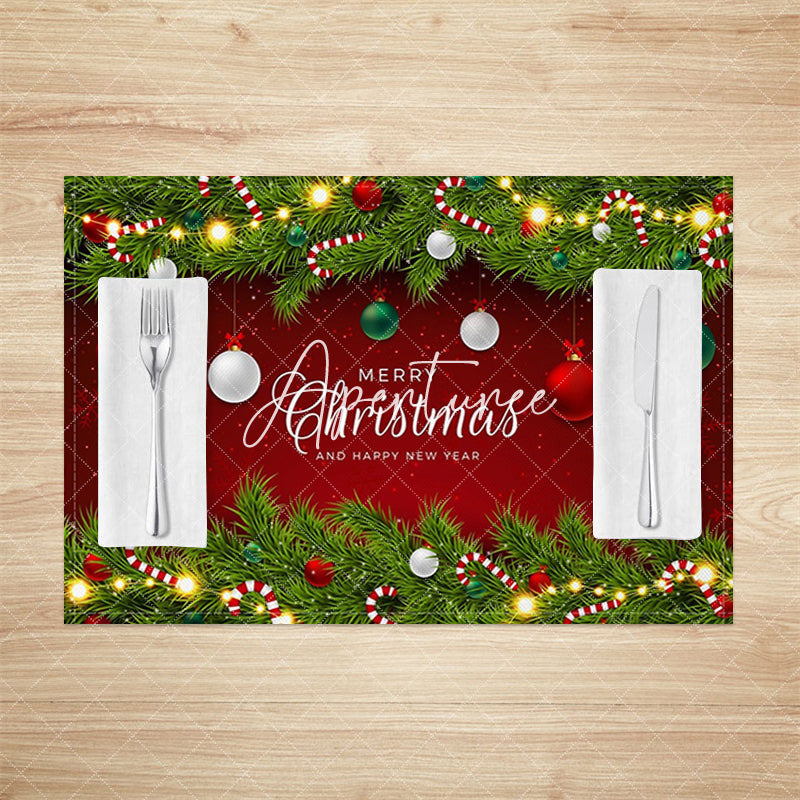 Aperturee - Aperturee Leaves Candy Bauble Xmas New Year Set Of 4 Placemats