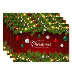 Aperturee - Aperturee Leaves Candy Bauble Xmas New Year Set Of 4 Placemats