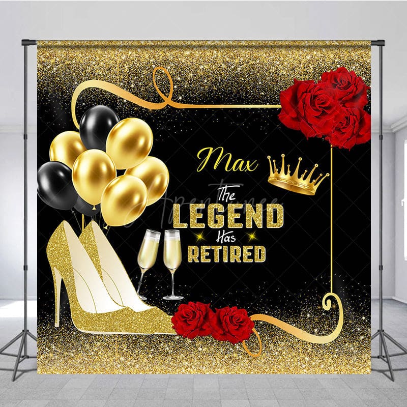 Aperturee - Aperturee Legend Has Retired Glitter Floral Custom Backdrop