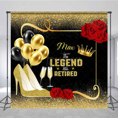 Aperturee - Aperturee Legend Has Retired Glitter Floral Custom Backdrop