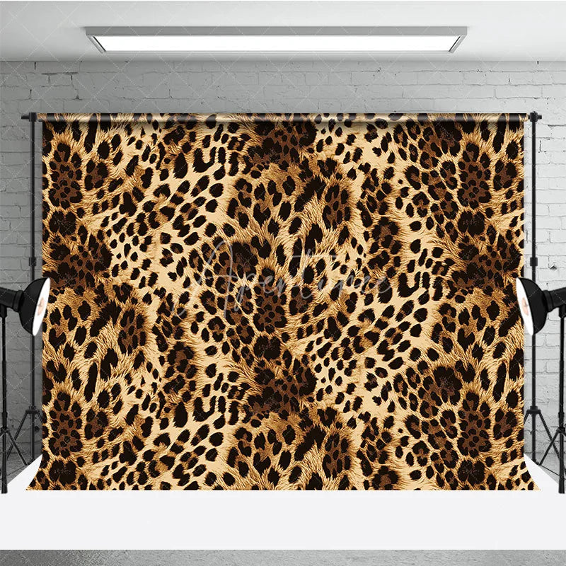 Aperturee - Aperturee Leopard Print Backdrop Wild Animal Skin Pattern Party Supplies for Fashion Jungle Theme