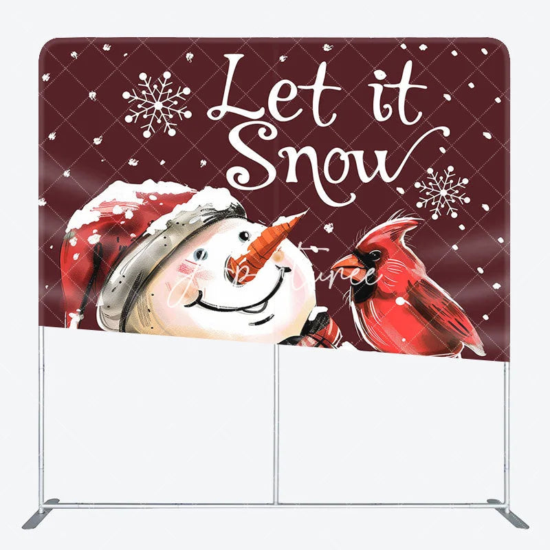 Aperturee - Aperturee Let It Snow Snowman Christmas Pillow Cover Backdrop