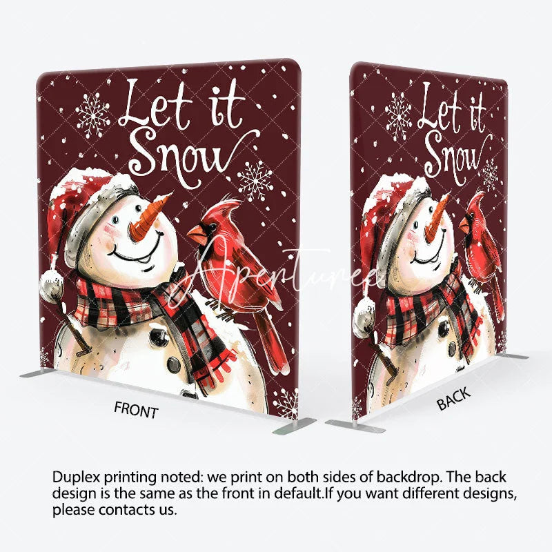 Aperturee - Aperturee Let It Snow Snowman Christmas Pillow Cover Backdrop