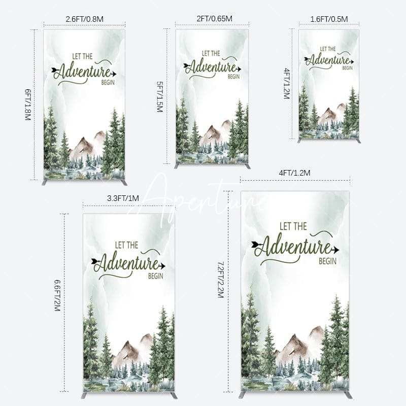 Aperturee - Aperturee Let The Adventure Begin Forest Birthday Rectangle Backdrop