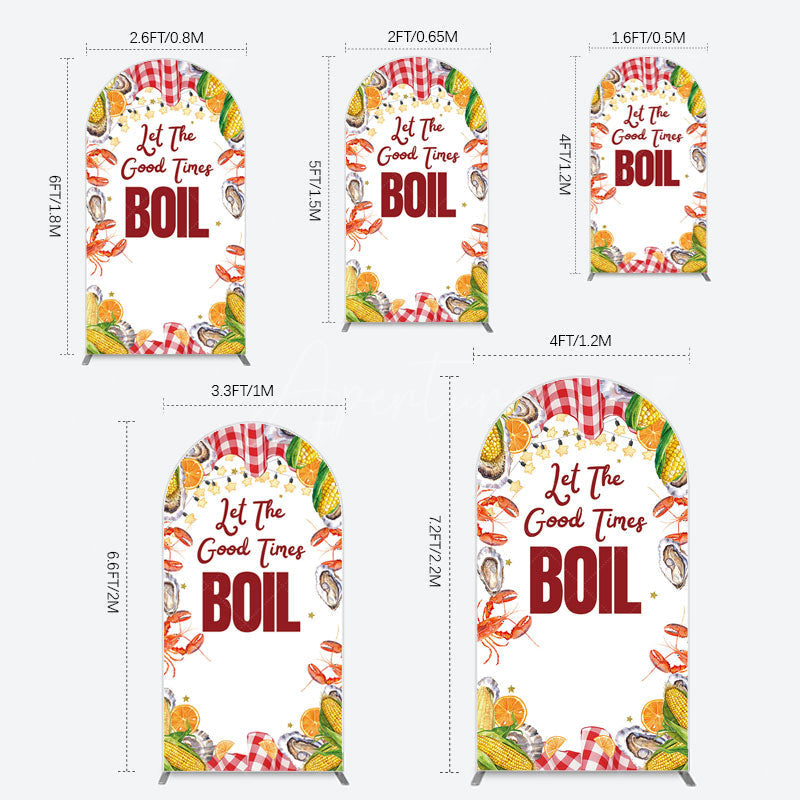 Aperturee - Aperturee Let The Good Times Boil Lobster Birthday Arch Backdrop