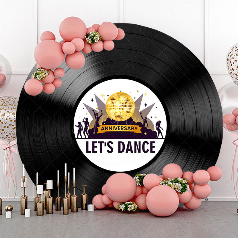 Aperturee - Aperturee Let’s Dance Anniversary Round Backdrop 70s 80s Disco Party Vinyl Record Music Themed Photo Booth Decor