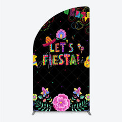 Aperturee - Aperturee Lets Fiesta Mexican Theme Holiday Half Moon Arch Backdrop Sombrero and Fireworks Party Cover