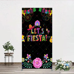 Aperturee - Aperturee Lets Fiesta Mexican Theme Holiday Rectangle Backdrop Sombrero and Fireworks Party Cover