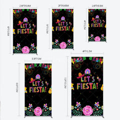 Aperturee - Aperturee Lets Fiesta Mexican Theme Holiday Rectangle Backdrop Sombrero and Fireworks Party Cover