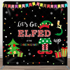 Aperturee - Aperturee Lets Get Elfed Black Christmas Party Square Backdrop