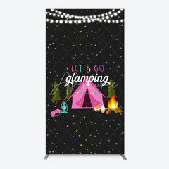Aperturee - Aperturee Let’s Go Glamping Rectangleed Backdrop Pink Tent and Stars for Girls Camping Party Sleepover Photo Booth Decor