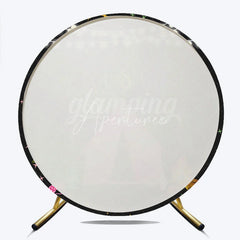 Aperturee - Aperturee Let’s Go Glamping Round Backdrop for Birthday Girls Sleepover Party with Tent Campfire and String Lights Decor