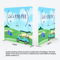 Aperturee - Aperturee Let’s Par-Tee Golf Themed Square Tension Backdrop Fun Sports Party for Him Green Golf Course Photo Prop Decor