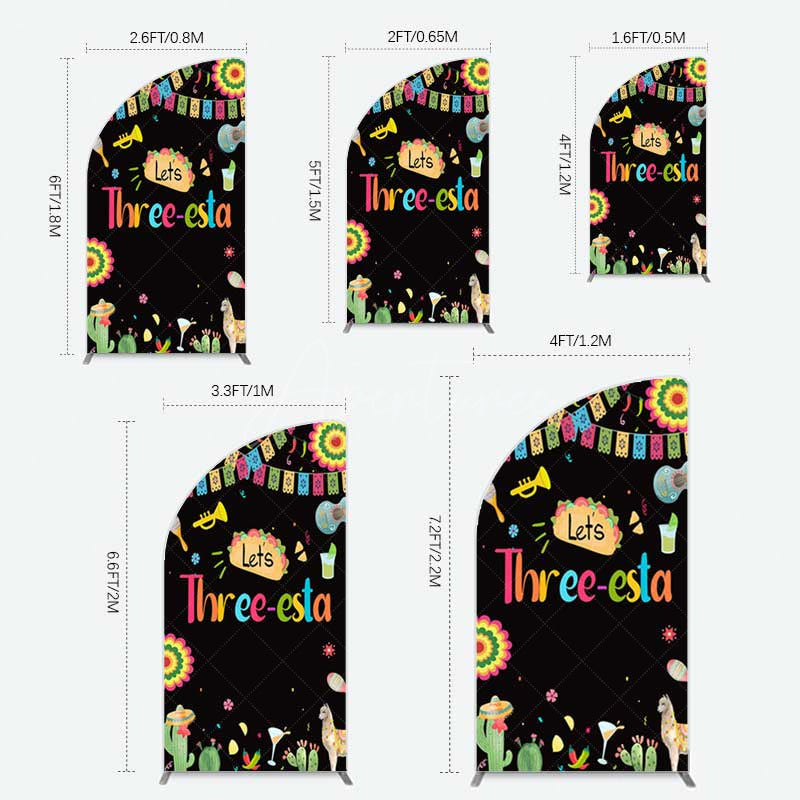 Aperturee Aperturee Lets Three Esta Mexican Taco Birthday Half Moon Arch Backdrop