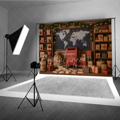 Aperturee - Aperturee Letters to Santa Photography Backdrop Christmas Mailroom Workshop Holiday Mini Session Photo Background