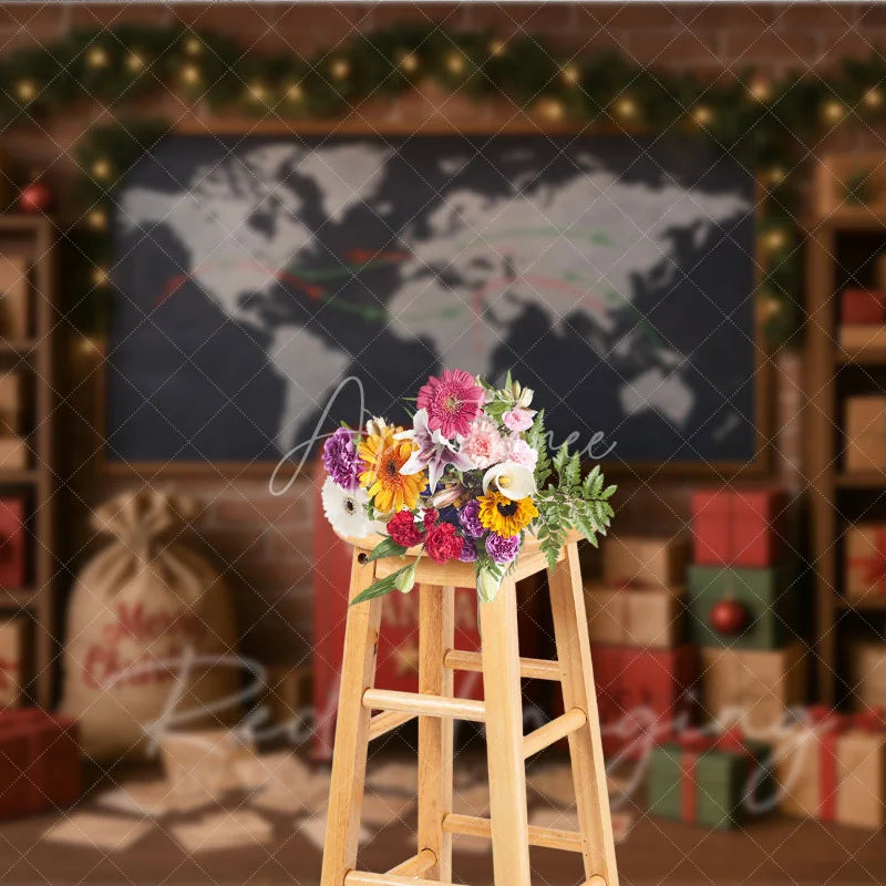 Aperturee - Aperturee Letters to Santa Photography Backdrop Christmas Mailroom Workshop Holiday Mini Session Photo Background