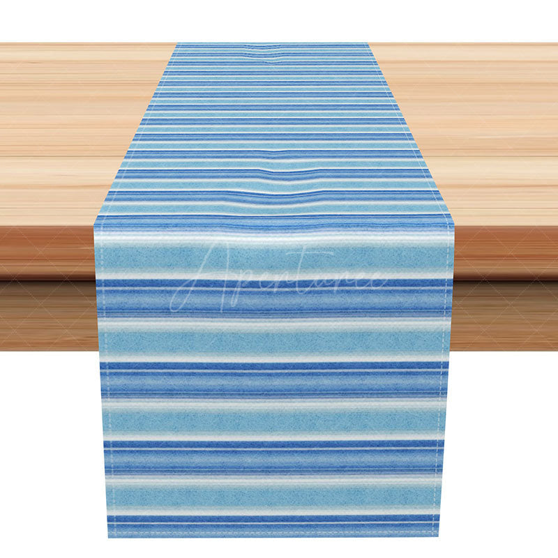 Aperturee - Aperturee Light and Fresh Striped Table Runner for Simple and Modern Spring and Summer Kitchen Decor