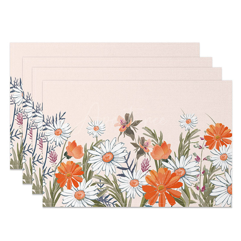 Aperturee - Aperturee Light and Sweet Pink Floral Placemats Set of 4 for Elegant Spring Wedding and Bridal Shower Decor