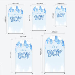 Aperturee - Aperturee Light Blue and White Balloons It’s a Boy Round Top Arch Backdrop Baby Shower Gender Reveal Party Decoration