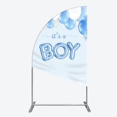Aperturee - Aperturee Light Blue and White Balloons Its a Boy Half Moon Arch Backdrop Baby Shower Gender Reveal Party Decor
