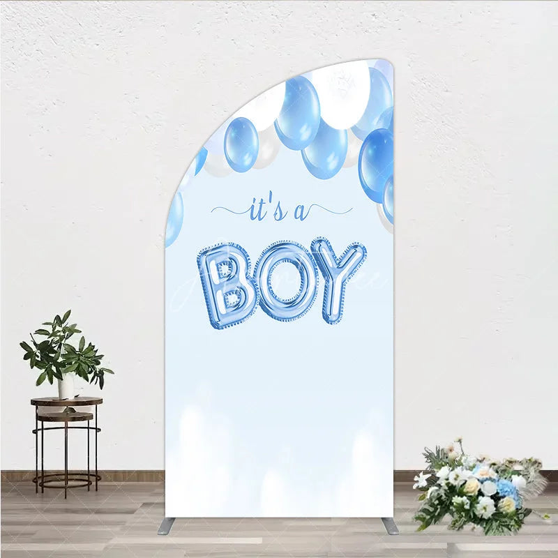 Aperturee - Aperturee Light Blue and White Balloons Its a Boy Half Moon Arch Backdrop Baby Shower Gender Reveal Party Decor