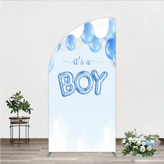 Aperturee - Aperturee Light Blue and White Balloons Its a Boy Half Moon Arch Backdrop Baby Shower Gender Reveal Party Decor