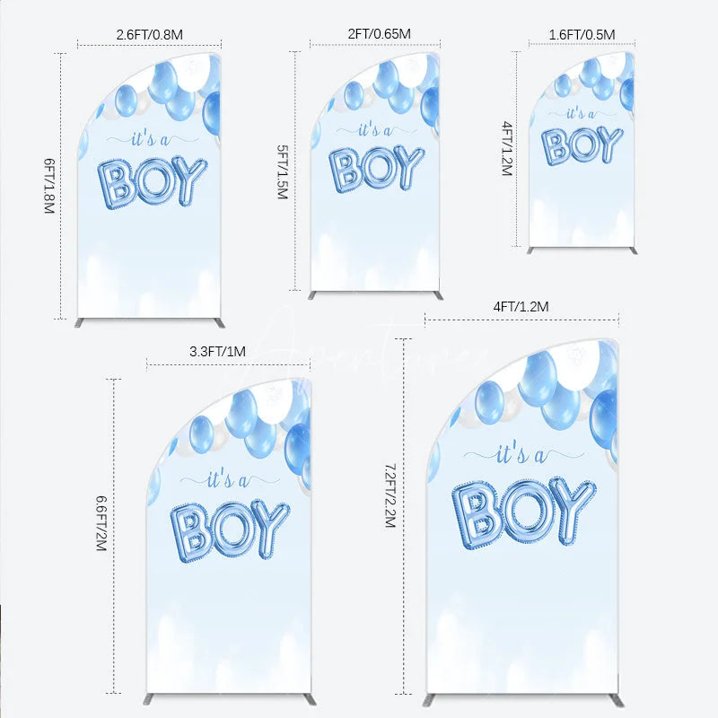 Aperturee - Aperturee Light Blue and White Balloons Its a Boy Half Moon Arch Backdrop Baby Shower Gender Reveal Party Decor