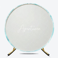 Aperturee - Aperturee Light Blue and White Falling Snowflakes Sparkling Bokeh Winter Wonderland Round Backdrop Festive Party Decor.