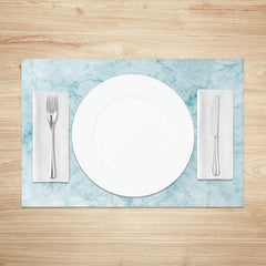 Aperturee - Aperturee Light Blue and White Marble Placemats Set of 4 Elegant Stone Texture for Kitchen and Dining Decor