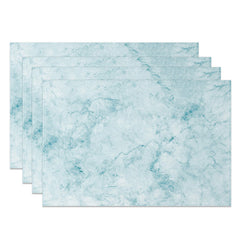 Aperturee - Aperturee Light Blue and White Marble Placemats Set of 4 Elegant Stone Texture for Kitchen and Dining Decor