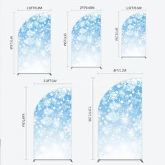 Aperturee - Aperturee Light Blue and White Snowflake Bokeh Winter Half Moon Arch Backdrop Dreamy Festive Holiday Party Decor