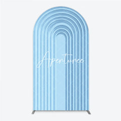 Aperturee - Aperturee Light Blue Geometric Layered Round Top Arch Backdrop Modern Minimalist Design Decor