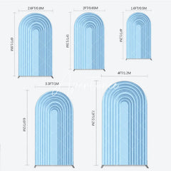Aperturee - Aperturee Light Blue Geometric Layered Round Top Arch Backdrop Modern Minimalist Design Decor