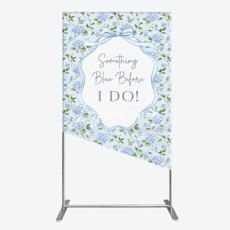 Aperturee - Aperturee Light Blue Hydrangea Floral Something Blue Before I Do Rectangle Arch Backdrop Wedding Bridal Shower Decor