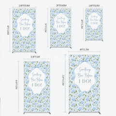 Aperturee - Aperturee Light Blue Hydrangea Floral Something Blue Before I Do Rectangle Arch Backdrop Wedding Bridal Shower Decor