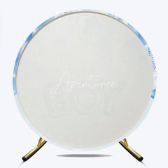 Aperturee - Aperturee Light Blue It’s a Boy Round Backdrop with White and Blue Balloons Baby Shower Gender Reveal Party Decor