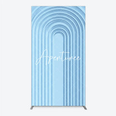 Aperturee - Aperturee Light Blue Layered Geometric Arch Rectangle Arch Backdrop Modern Minimalist 3D Design Decor