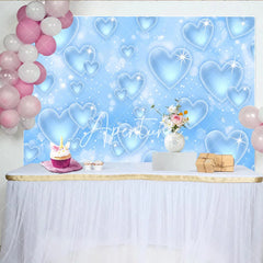 Aperturee - Aperturee Light Blue Sparkling Hearts Bokeh Glitter Y2K Birthday Backdrop Dreamy Celebration Party Photography Decor