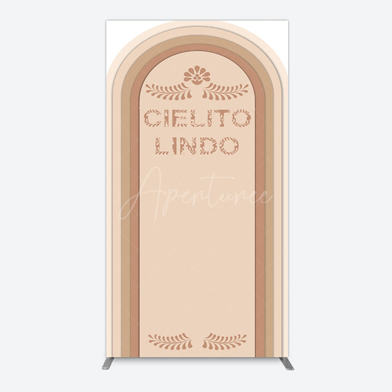 Aperturee - Aperturee Light Brown Leaf Cielito Lindo Birthday Rectangle Backdrop