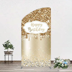 Aperturee - Aperturee Light Gold Glitter Diamonds Birthday Arch Backdrop